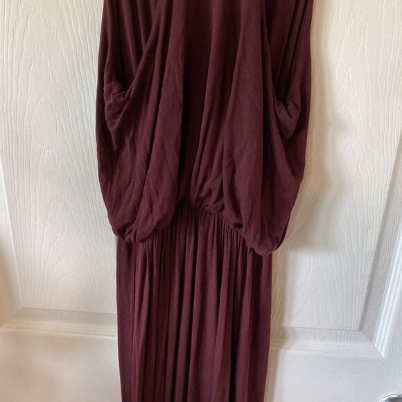 Lush Maxi Dress Sleeveless Surplice Neckline Pleated Plum Deep V Neck Purple S - Picture 8 of 11